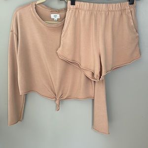 aerie Terry Fleece Sweatshirt and Short Set XS/XXS